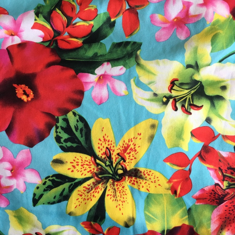 90s Y2K VINTAGE Turquoise Floral Hawaiian Print Pinup Dress - Picture 7 of 9